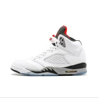 Air Jordan 5 White Black Red Cement Basketball Shoes