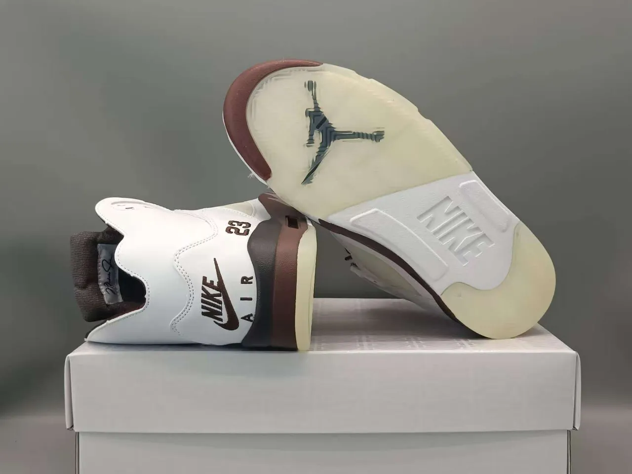 Air Jordan 5 White Burgundy Black Basketball Shoes 6