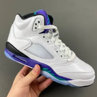 Air Jordan 5 White Purple Teal Basketball Shoes