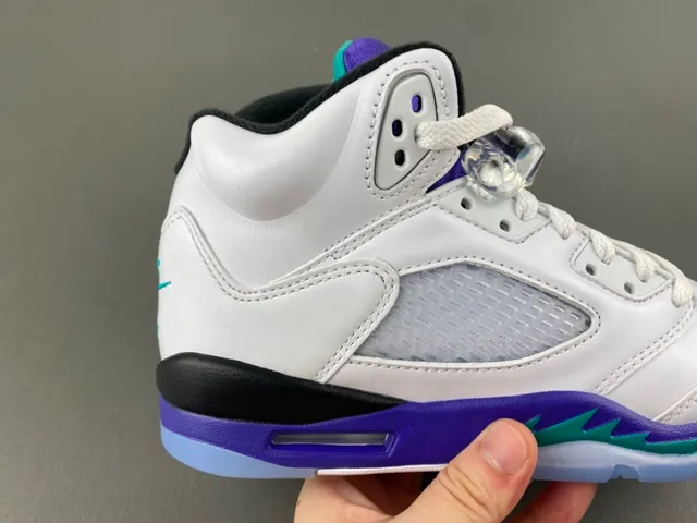 Air Jordan 5 White Purple Teal Basketball Shoes 3