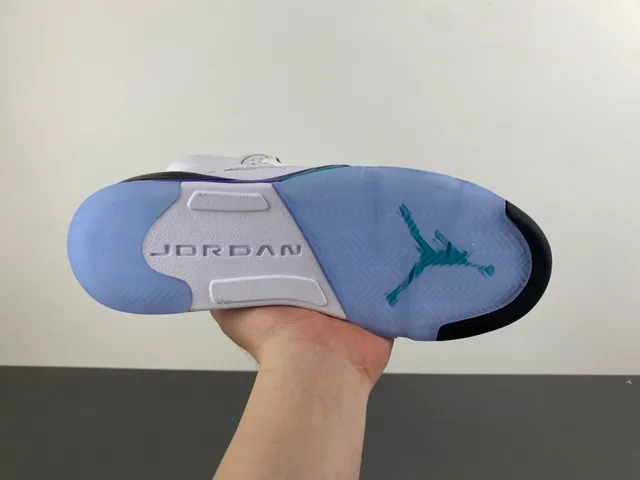 Air Jordan 5 White Purple Teal Basketball Shoes 9