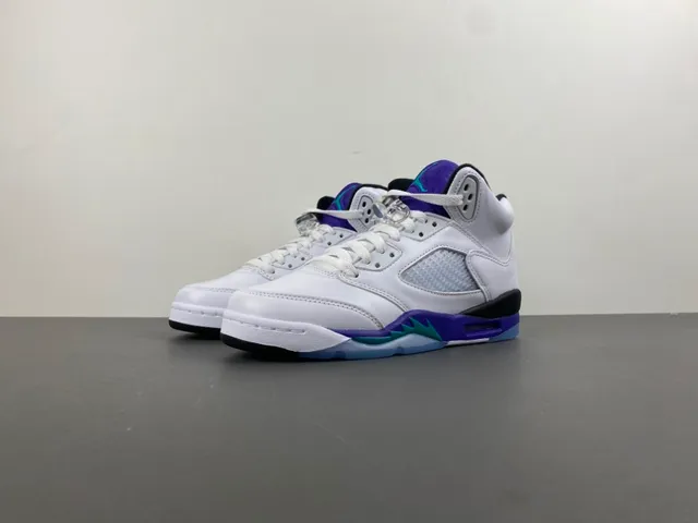 Air Jordan 5 White Purple Teal Basketball Shoes 10