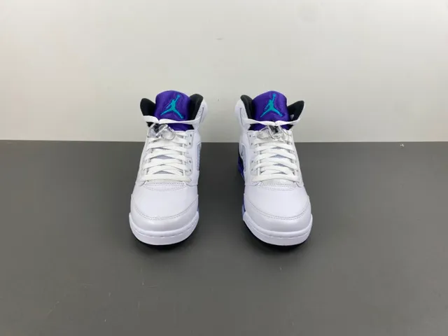 Air Jordan 5 White Purple Teal Basketball Shoes 11