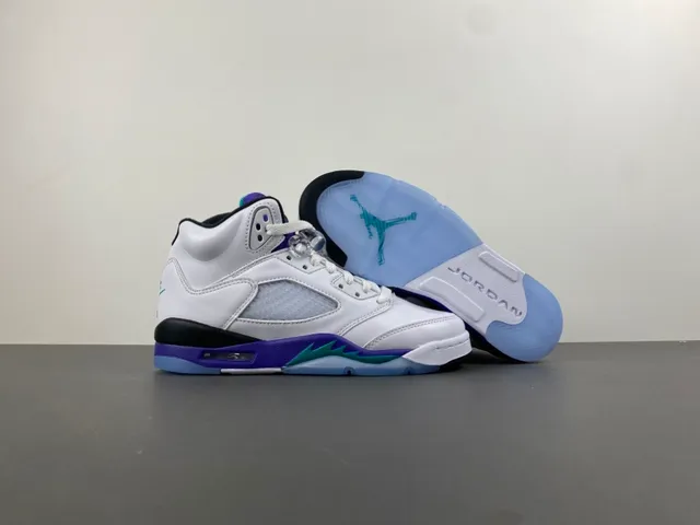 Air Jordan 5 White Purple Teal Basketball Shoes 12