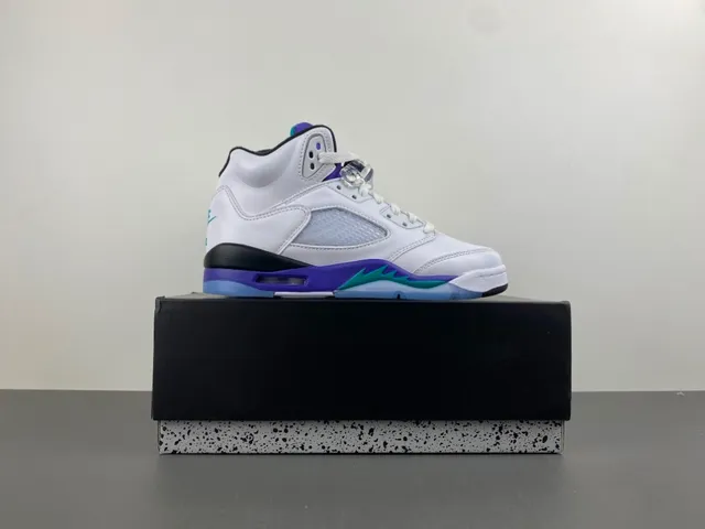 Air Jordan 5 White Purple Teal Basketball Shoes 15