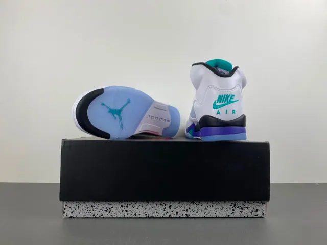 Air Jordan 5 White Purple Teal Basketball Shoes 16