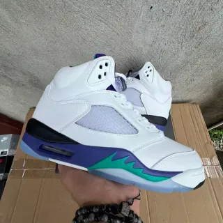 Air Jordan 5 White Purple Teal Basketball Shoes