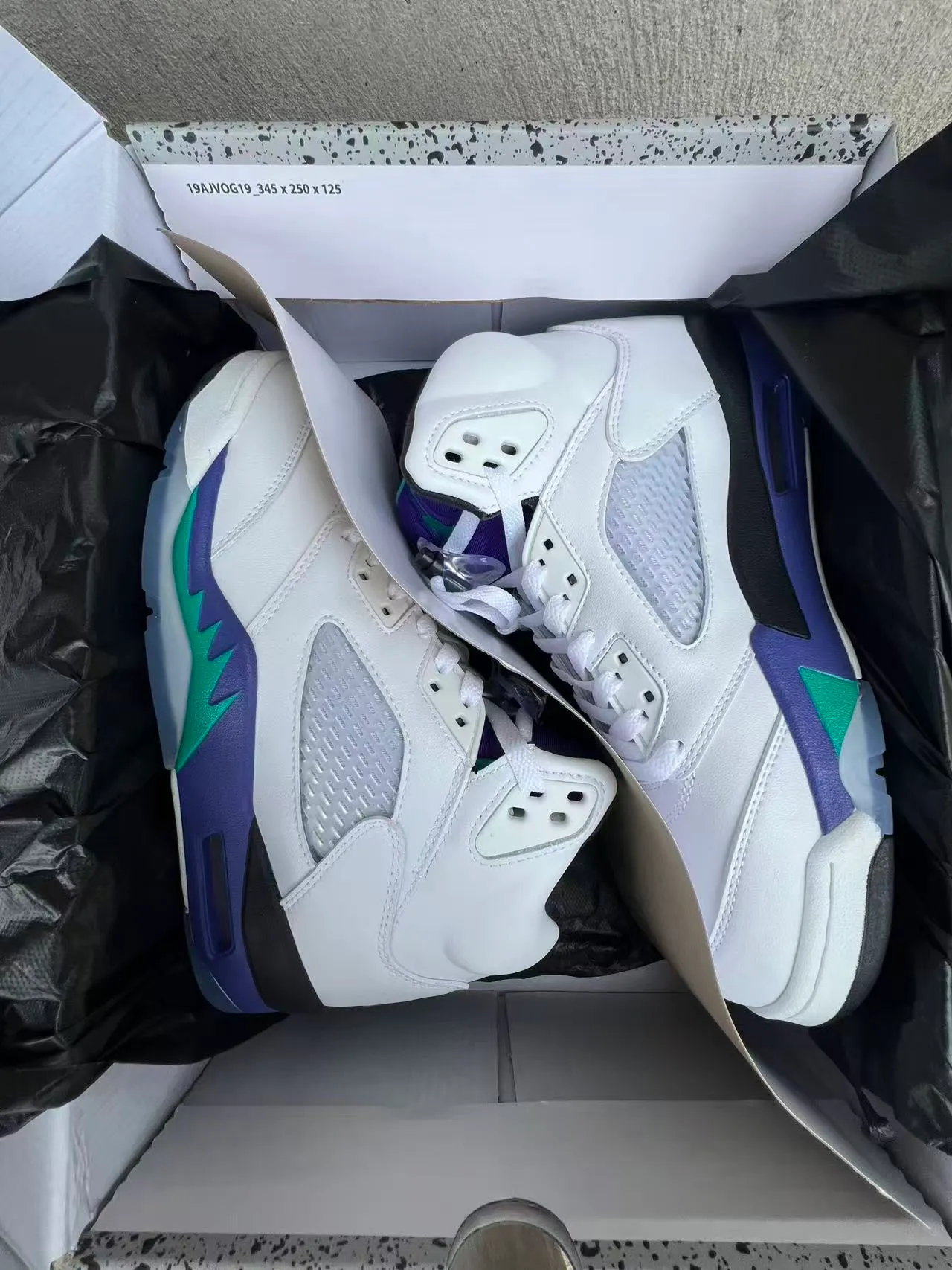 Air Jordan 5 White Purple Teal Basketball Shoes 3