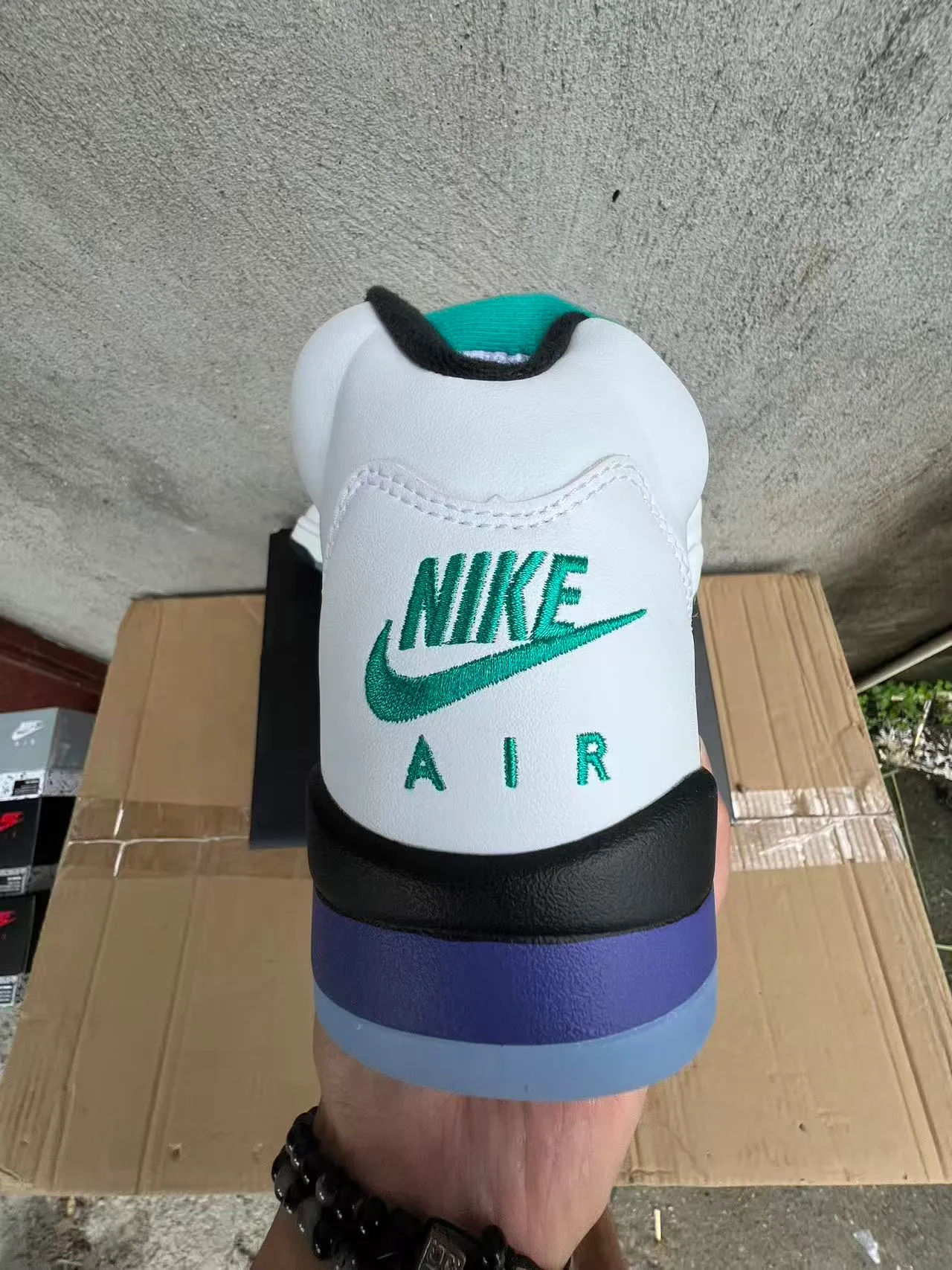 Air Jordan 5 White Purple Teal Basketball Shoes 4