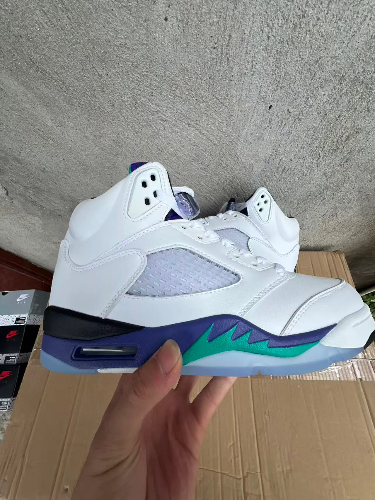 Air Jordan 5 White Purple Teal Basketball Shoes 5