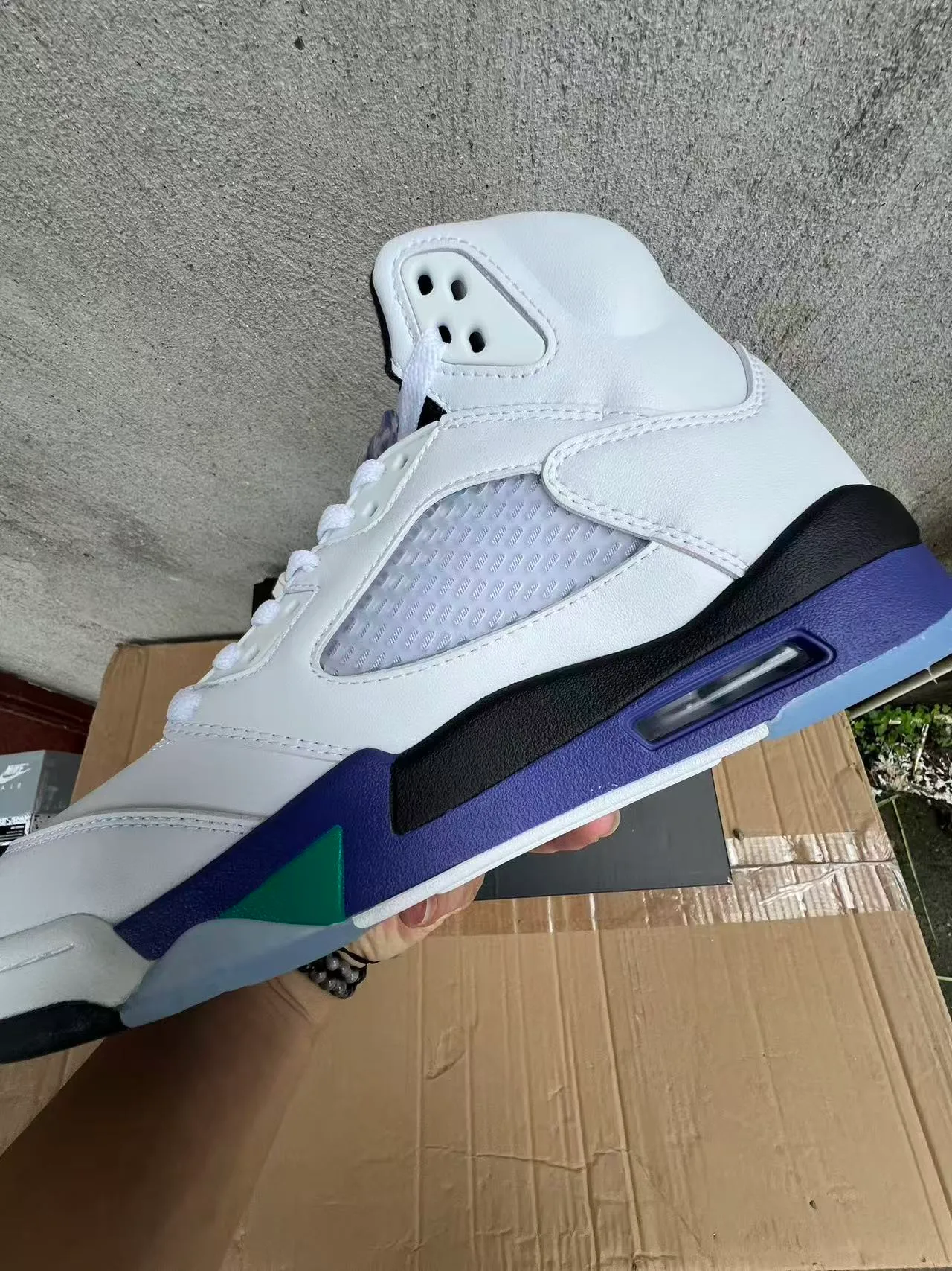 Air Jordan 5 White Purple Teal Basketball Shoes 7