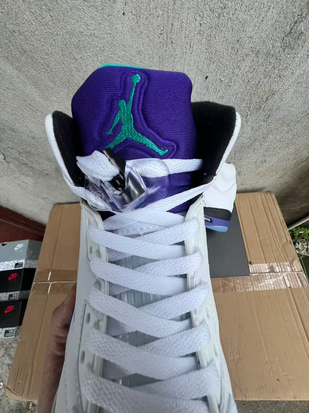 Air Jordan 5 White Purple Teal Basketball Shoes 8