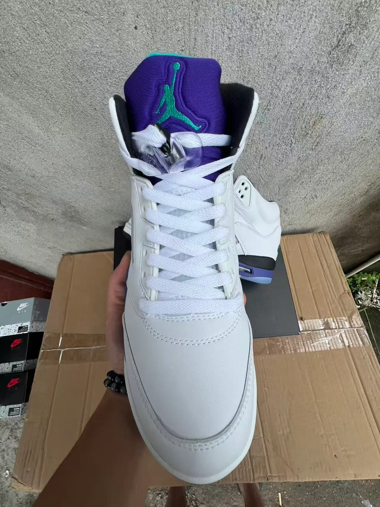 Air Jordan 5 White Purple Teal Basketball Shoes 9