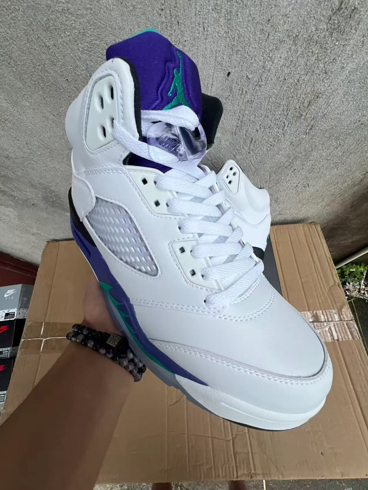 Air Jordan 5 White Purple Teal Basketball Shoes 10