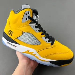 Air Jordan 5 Yellow Black White Basketball Shoes