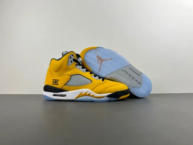 Air Jordan 5 Yellow Black White Basketball Shoes 12