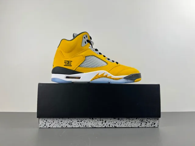 Air Jordan 5 Yellow Black White Basketball Shoes 15