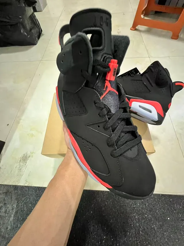 Air Jordan 6 Black Red White Basketball Shoes 2