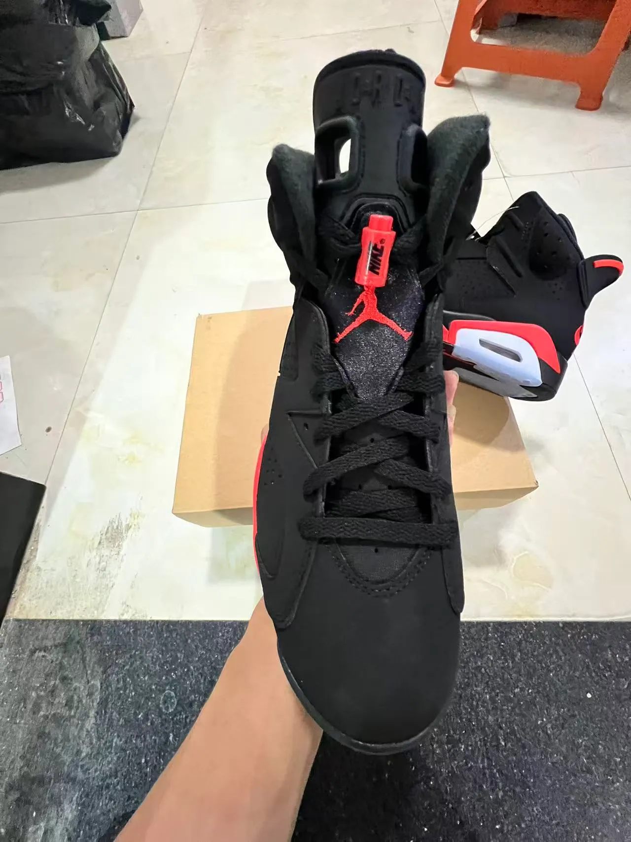 Air Jordan 6 Black Red White Basketball Shoes 3