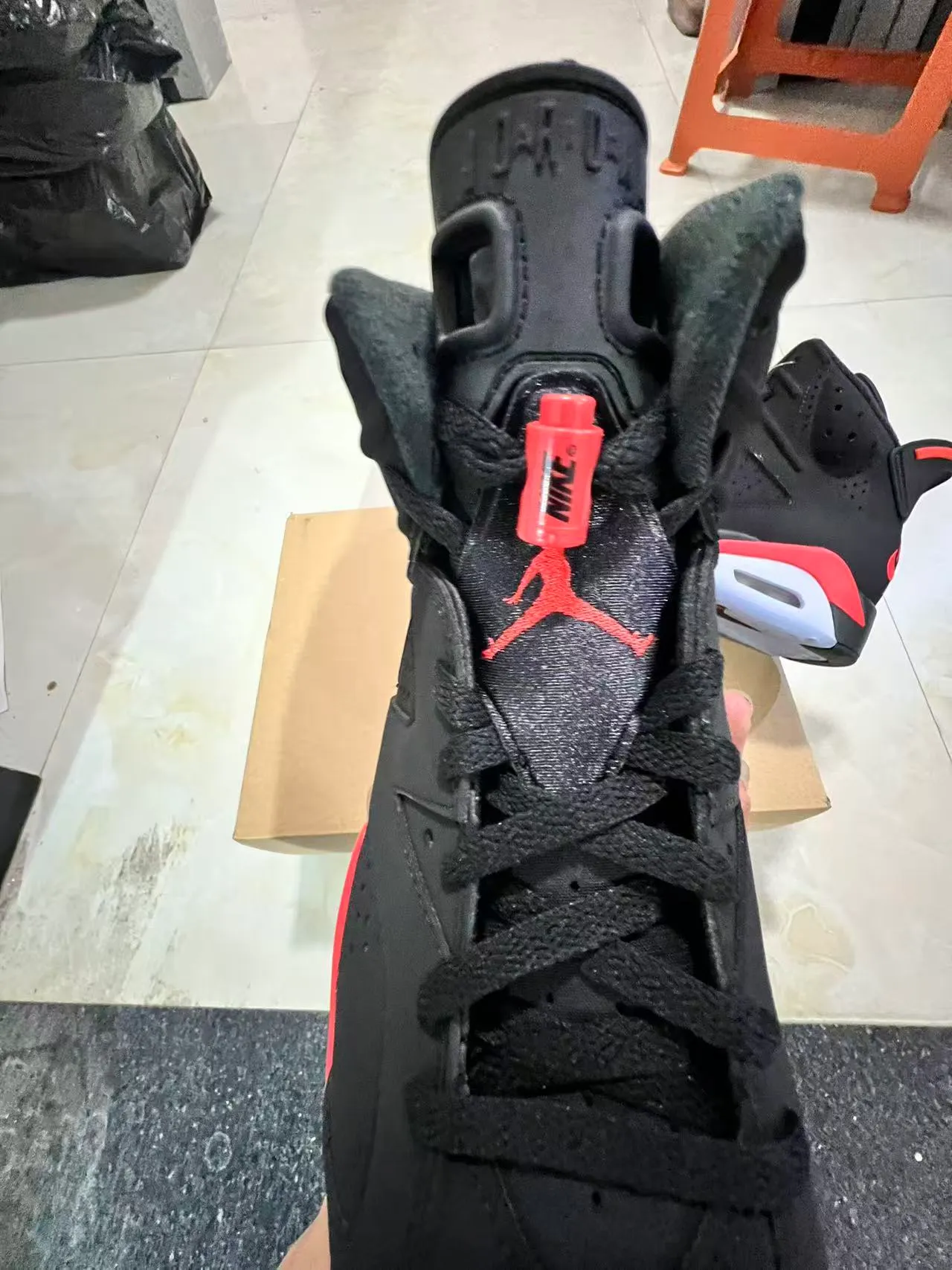 Air Jordan 6 Black Red White Basketball Shoes 4