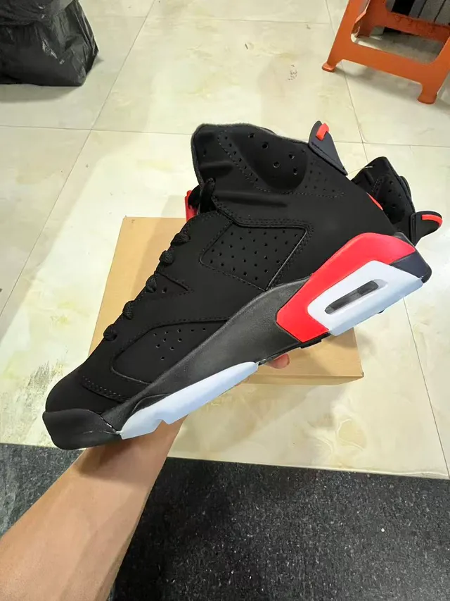 Air Jordan 6 Black Red White Basketball Shoes 5
