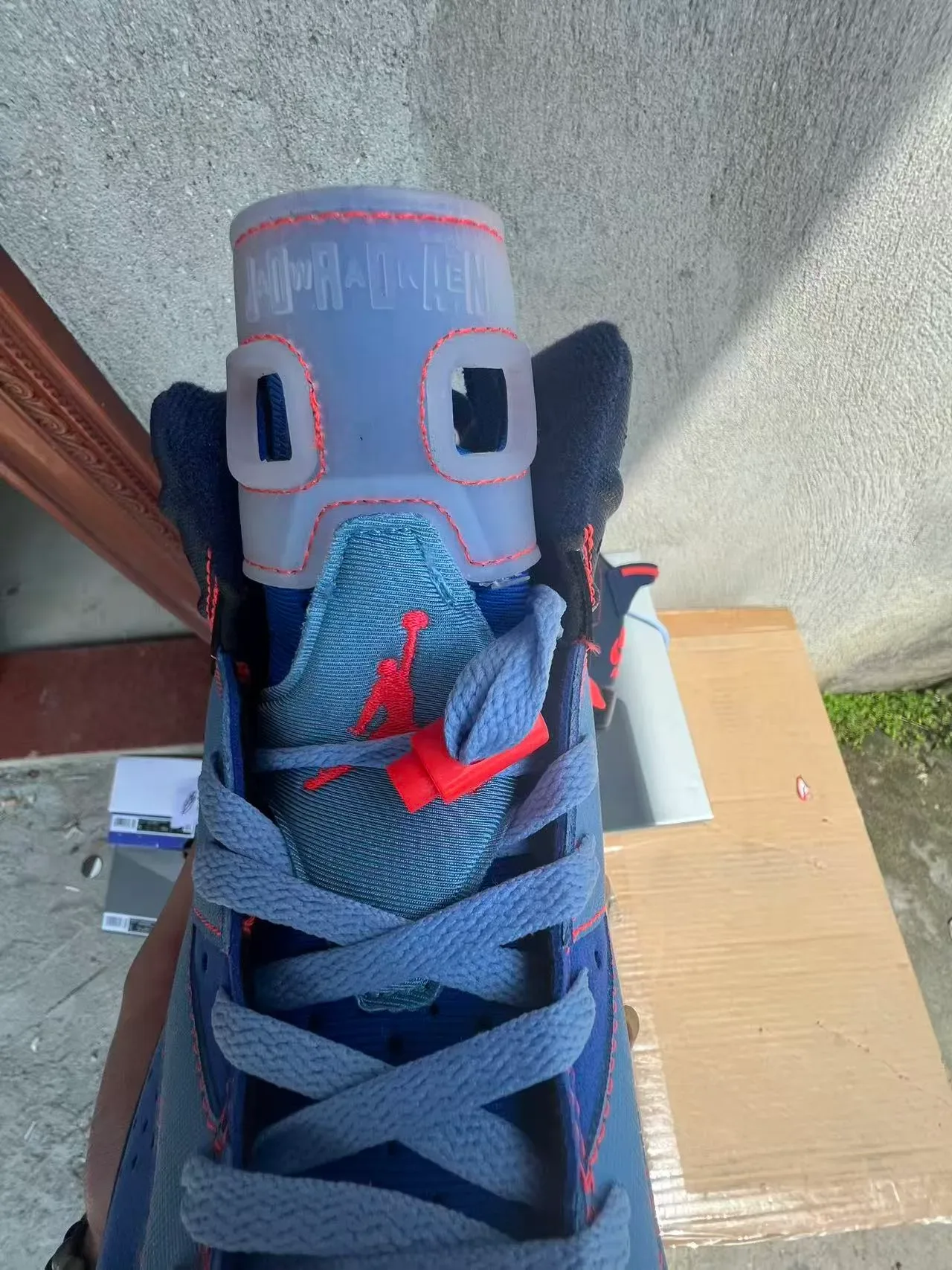 Air Jordan 6 Navy Light Blue Orange Basketball Shoes 4