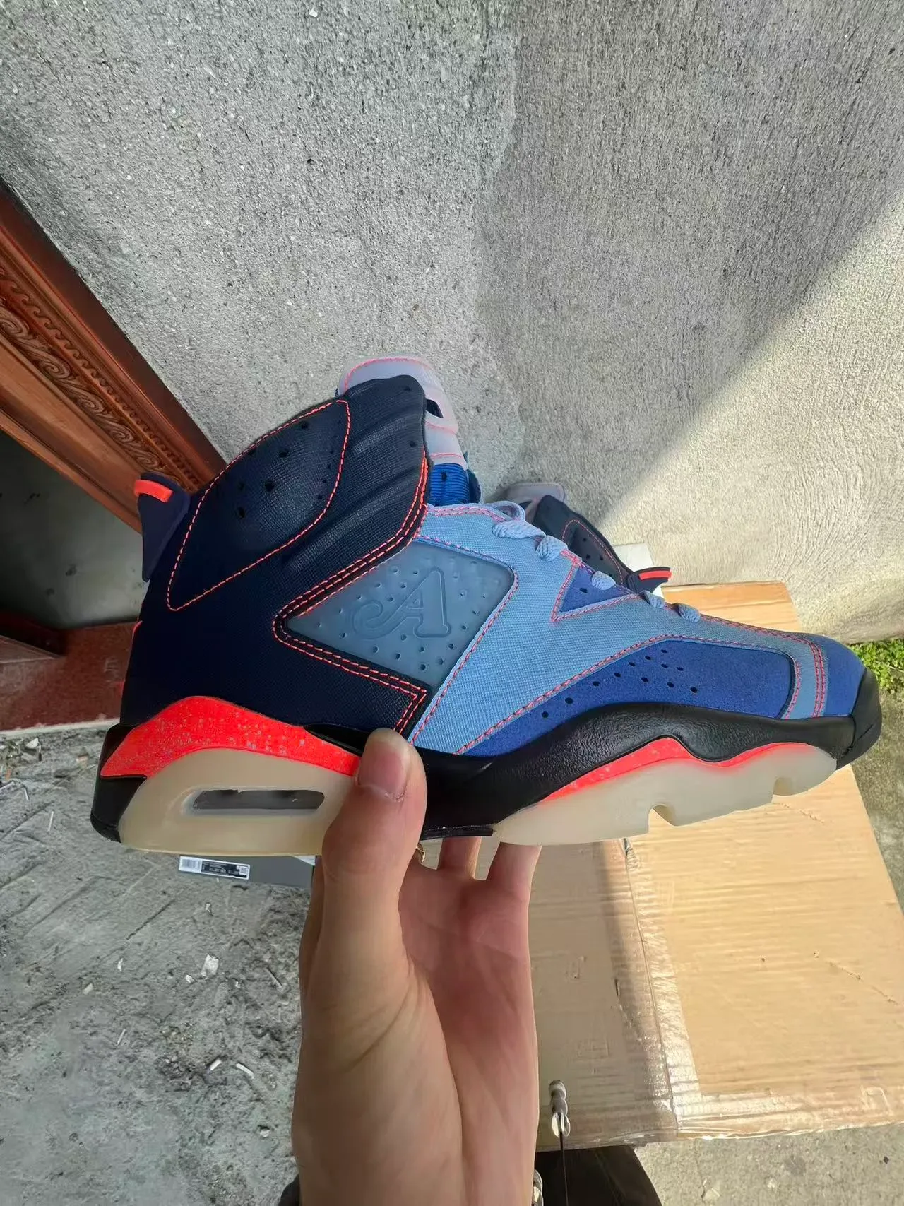 Air Jordan 6 Navy Light Blue Orange Basketball Shoes 7
