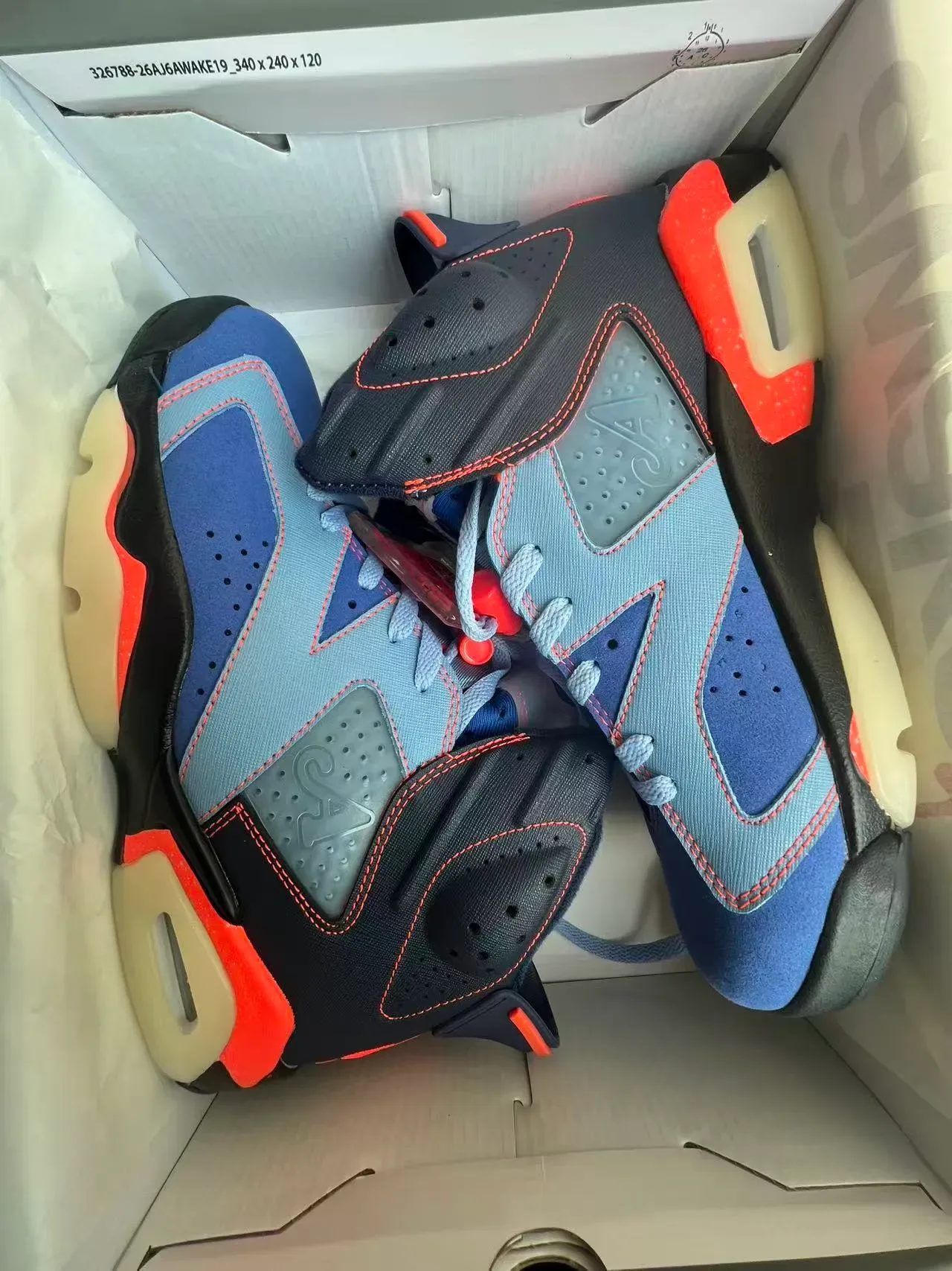 Air Jordan 6 Navy Light Blue Orange Basketball Shoes 9