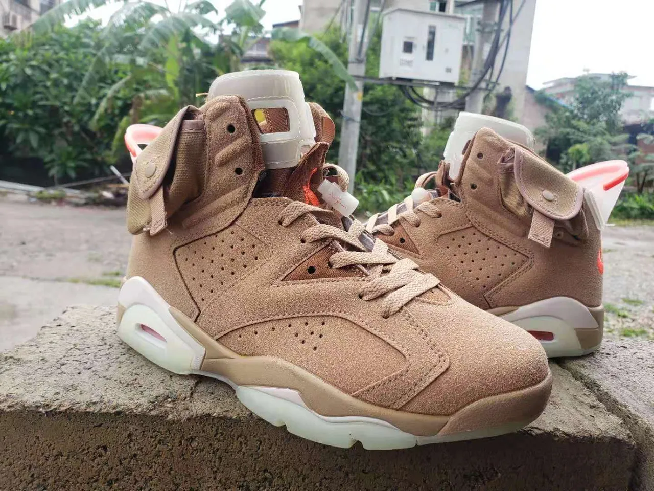 Air Jordan 6 Travis Scott Tan Suede Basketball Shoes 3