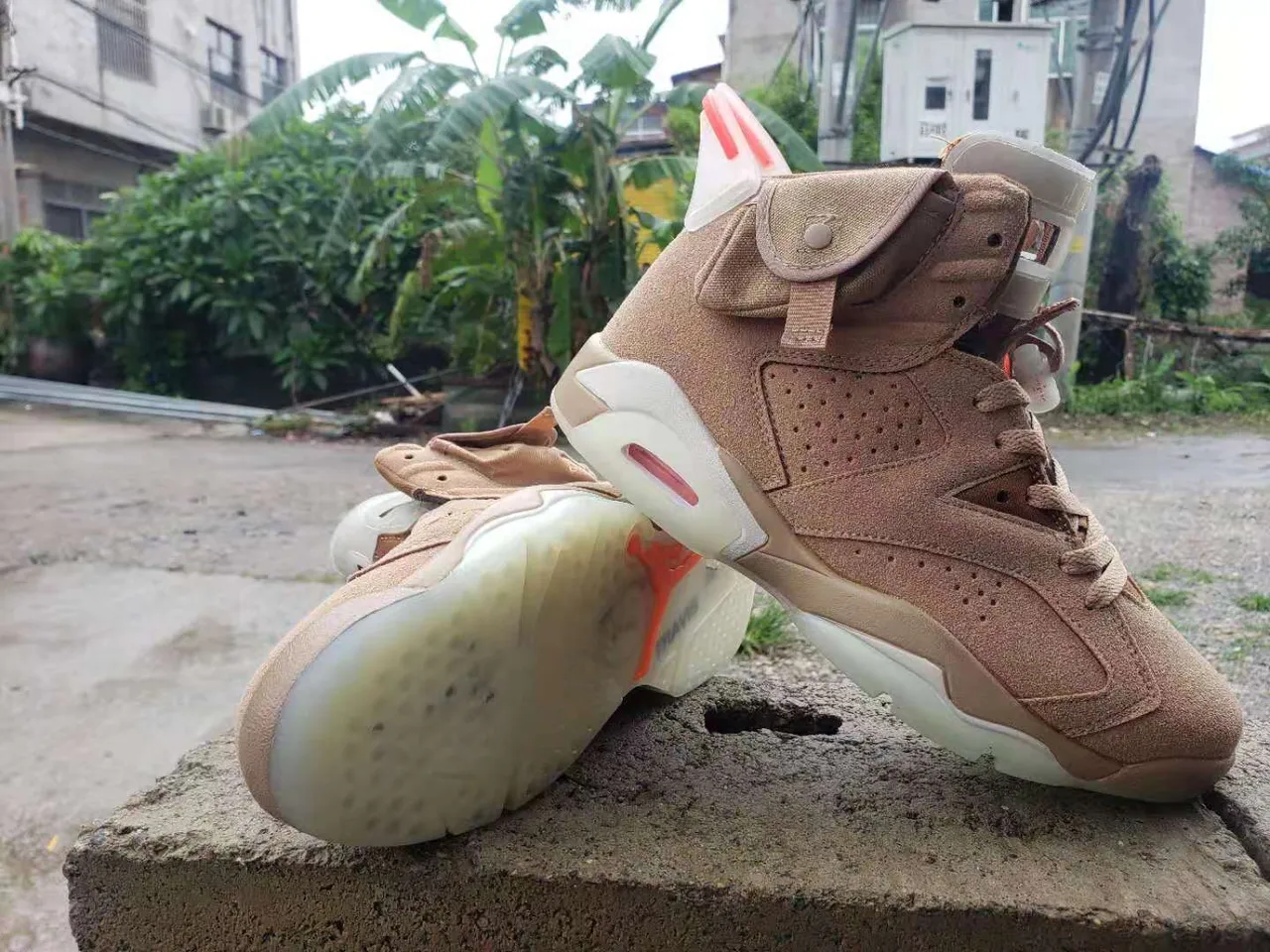 Air Jordan 6 Travis Scott Tan Suede Basketball Shoes 4
