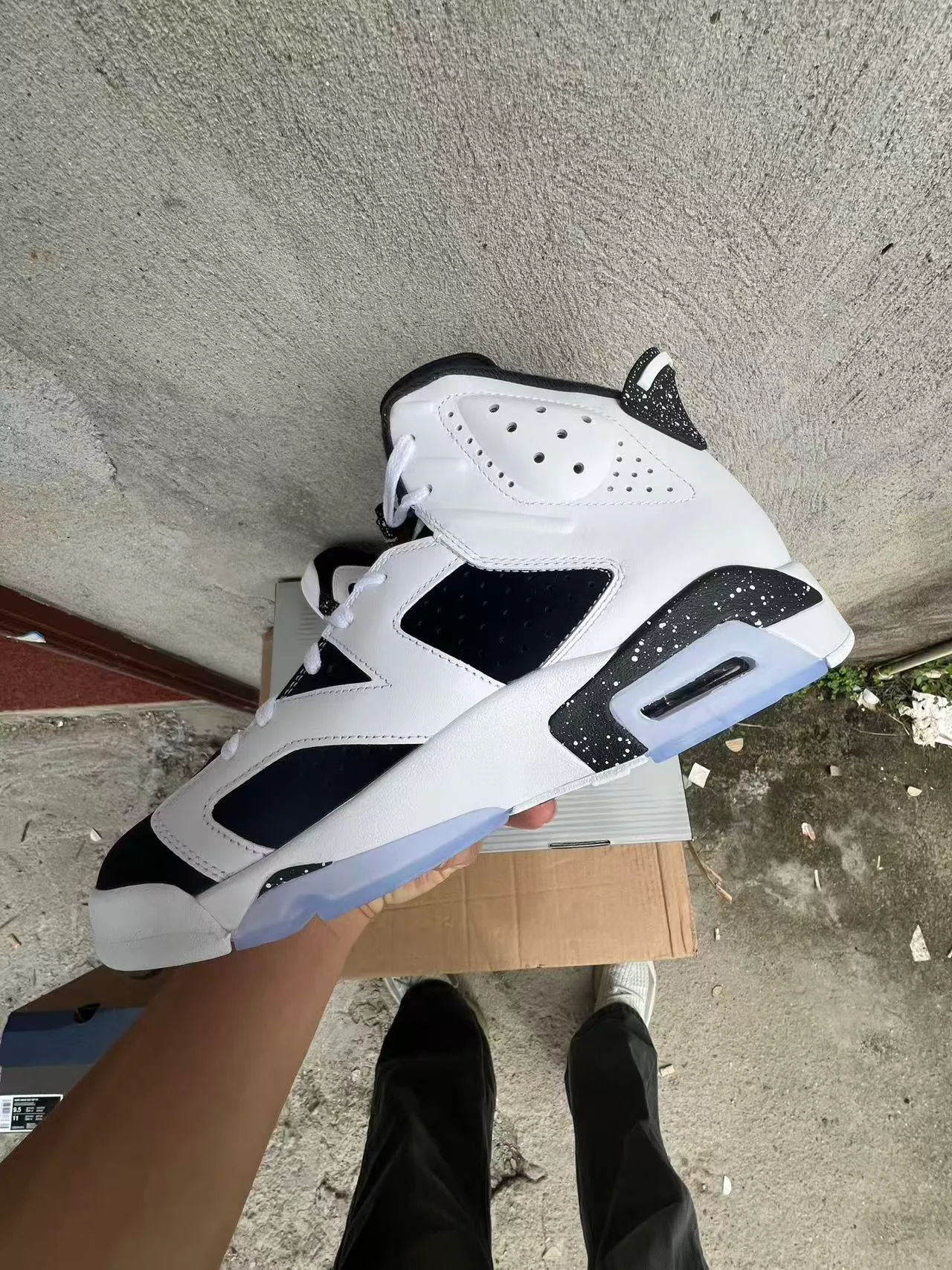 Air Jordan 6 White Black Speckle Basketball Shoes 5