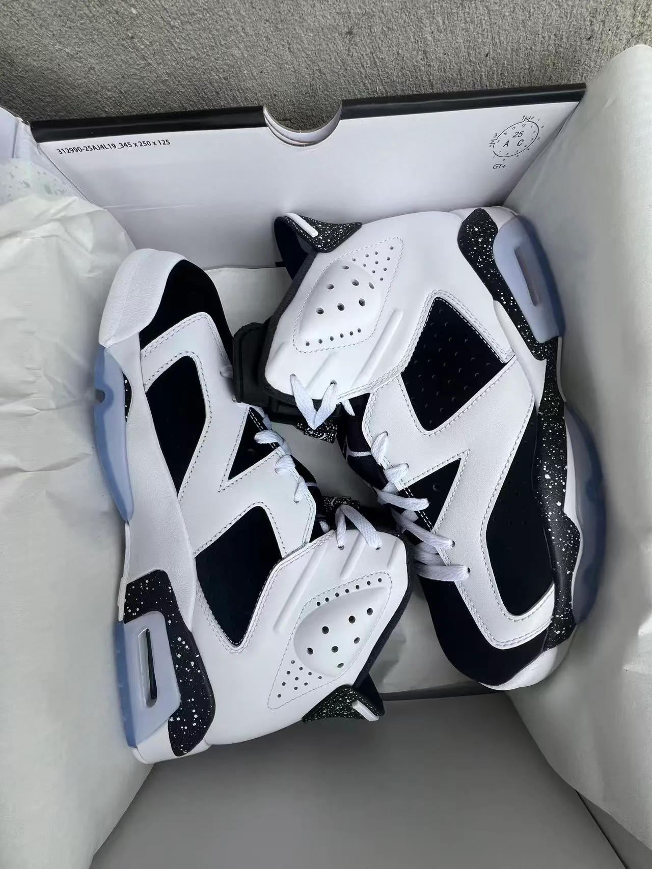 Air Jordan 6 White Black Speckle Basketball Shoes 9