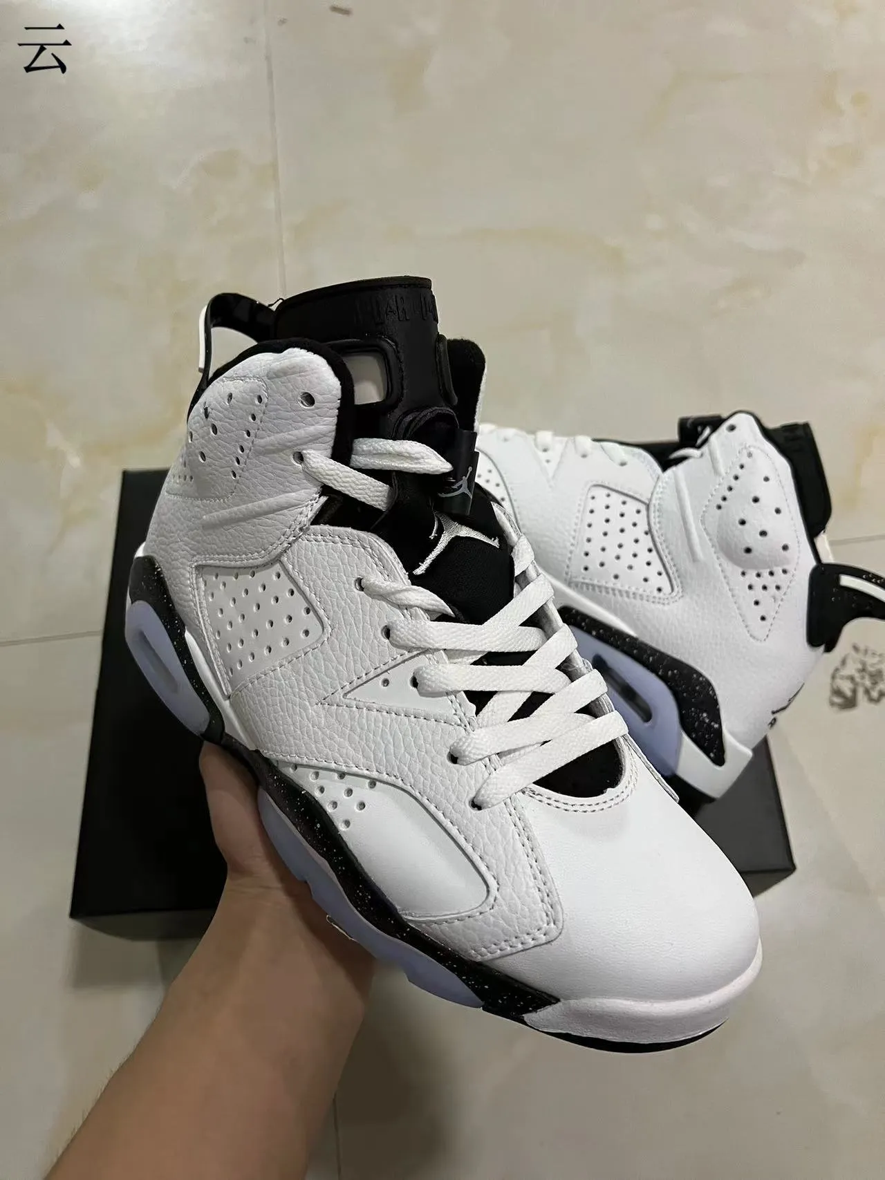 Air Jordan 6 White Black Speckled Basketball Shoes 2