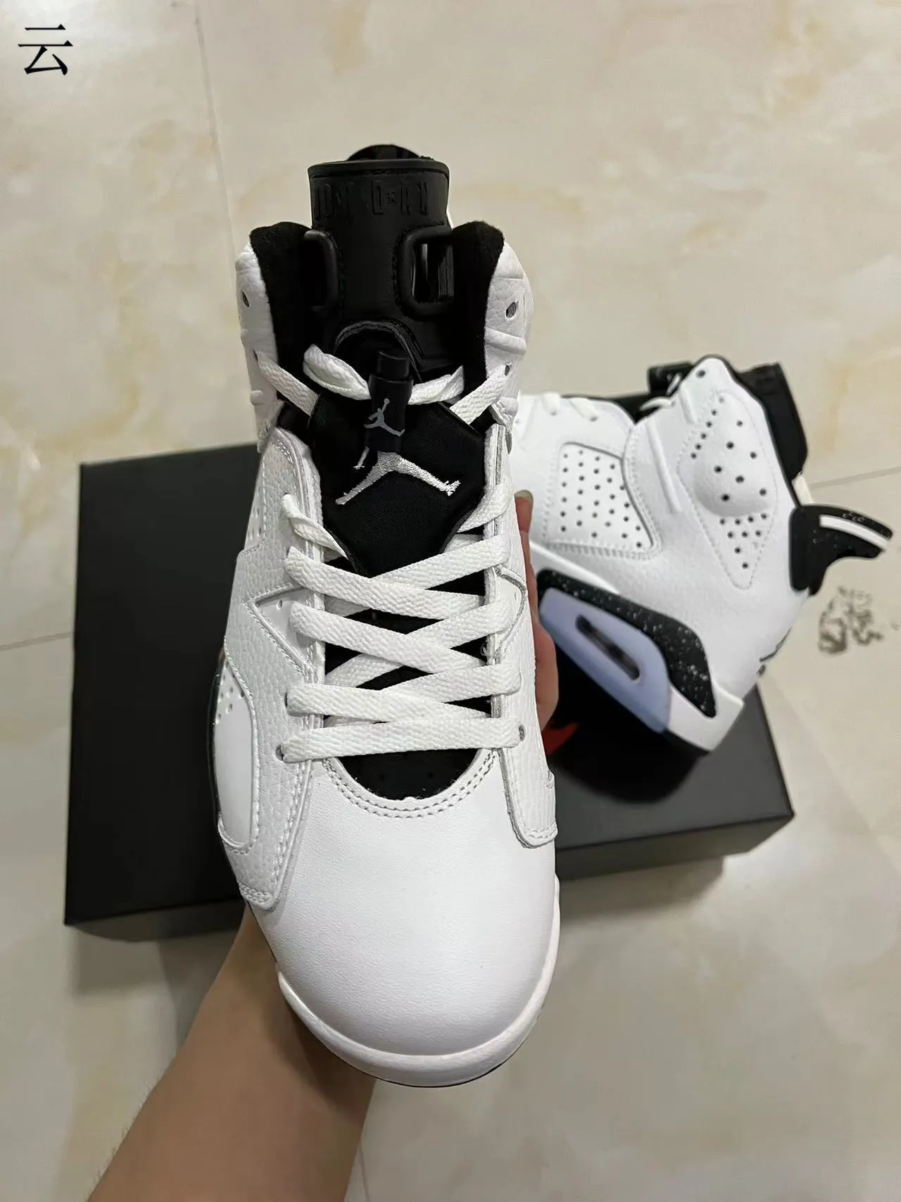 Air Jordan 6 White Black Speckled Basketball Shoes 3