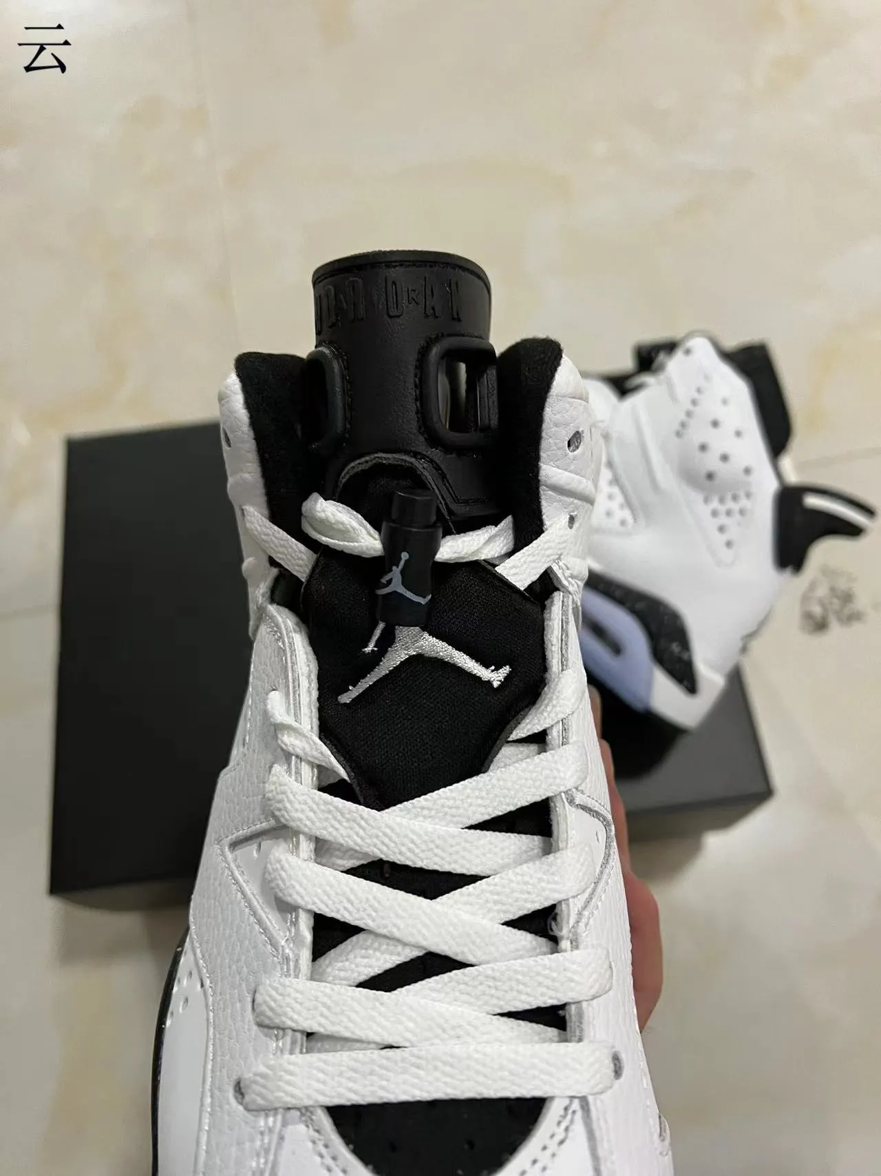 Air Jordan 6 White Black Speckled Basketball Shoes 4