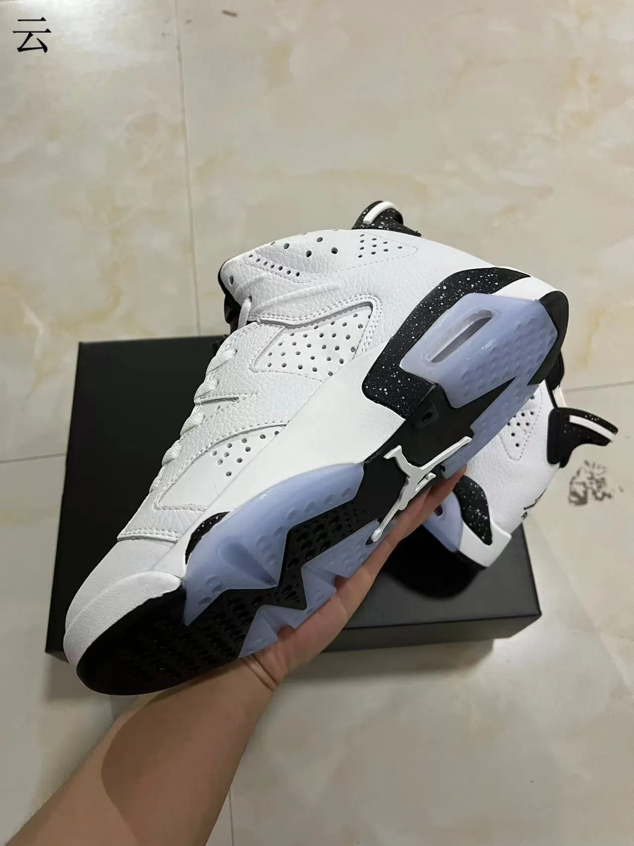 Air Jordan 6 White Black Speckled Basketball Shoes 6