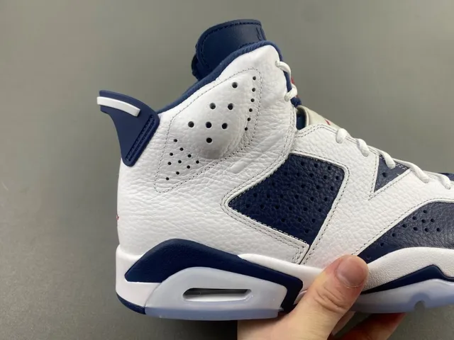 Air Jordan 6 White Navy Basketball Shoes 2