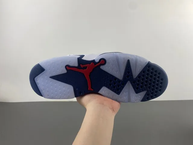 Air Jordan 6 White Navy Basketball Shoes 4