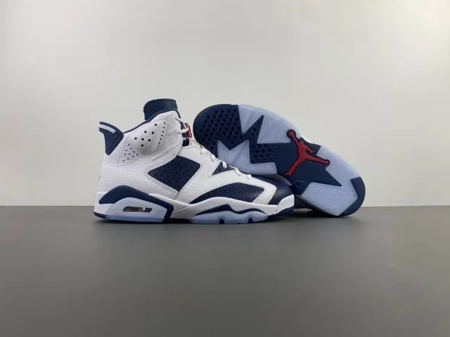 Air Jordan 6 White Navy Basketball Shoes 12