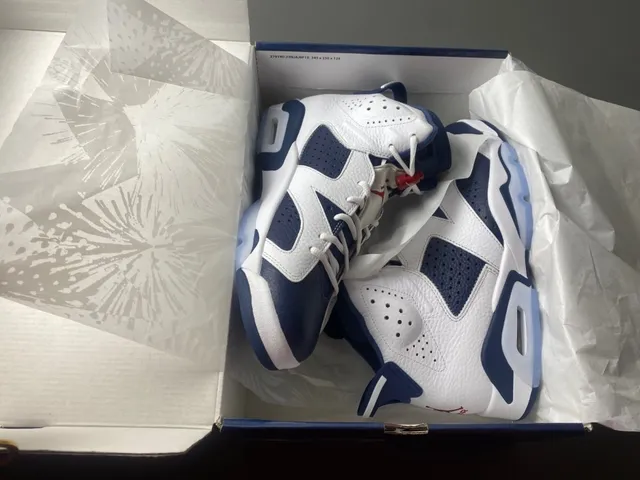 Air Jordan 6 White Navy Basketball Shoes 15