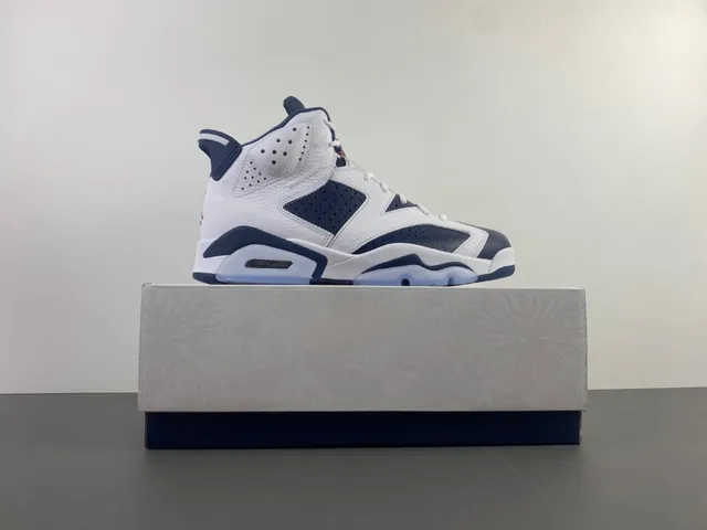 Air Jordan 6 White Navy Basketball Shoes 16