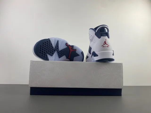Air Jordan 6 White Navy Basketball Shoes 17