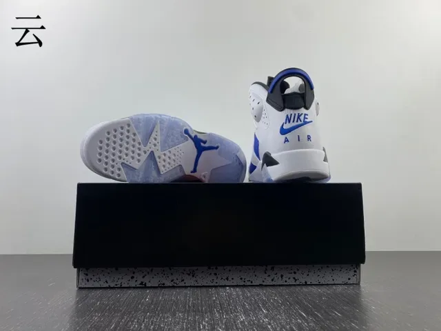 Air Jordan 6 Blanc Bleu Royal Noir Chaussures de Basketball 7