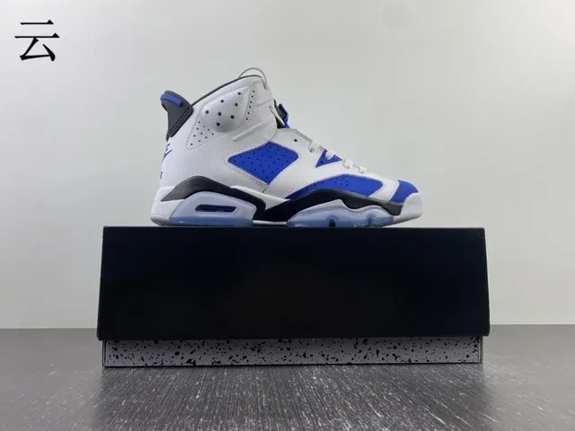 Air Jordan 6 Blanc Bleu Royal Noir Chaussures de Basketball 9