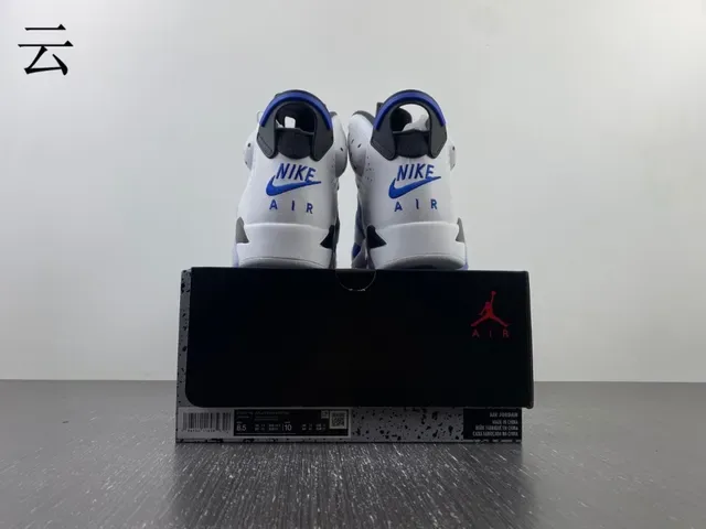 Air Jordan 6 Blanc Bleu Royal Noir Chaussures de Basketball 12