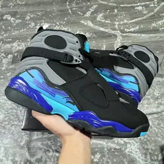 Air Jordan 8 Black Blue Cyan Wave Basketball Shoes
