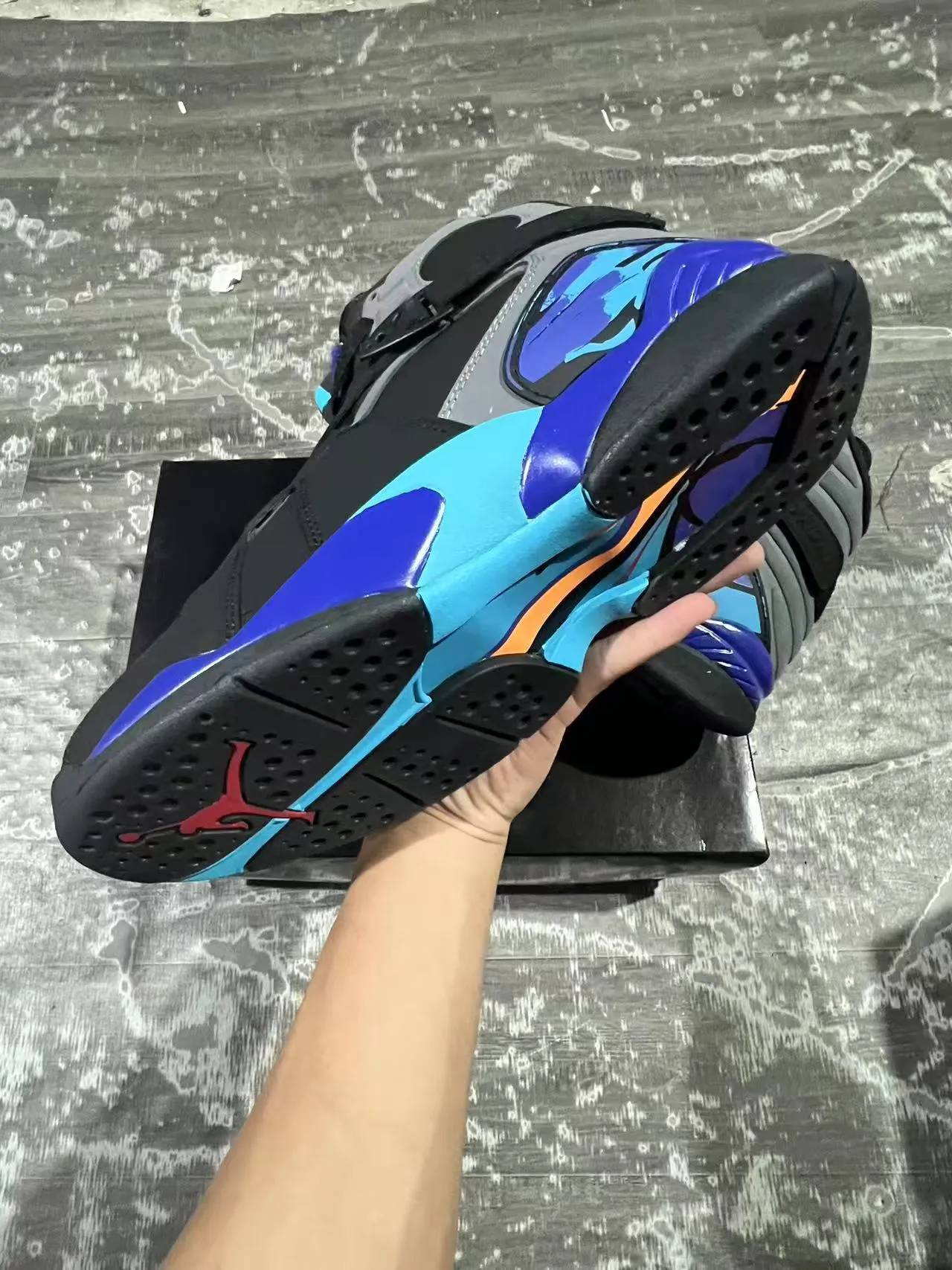 Air Jordan 8 Black Blue Cyan Wave Basketball Shoes 6