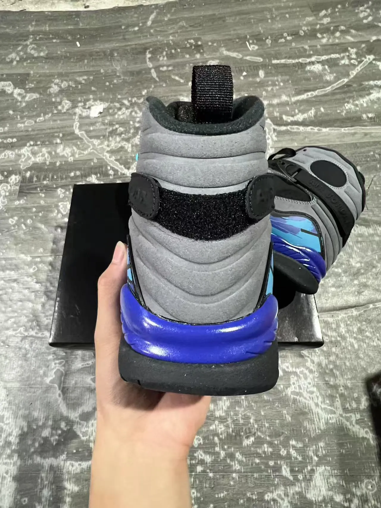 Air Jordan 8 Black Blue Cyan Wave Basketball Shoes 8