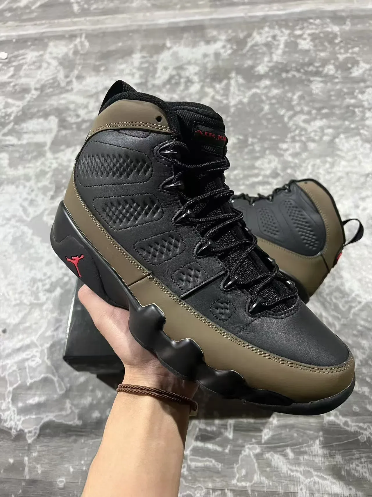 Air Jordan 9 Noir Vert Militaire Chaussures de Basketball 2