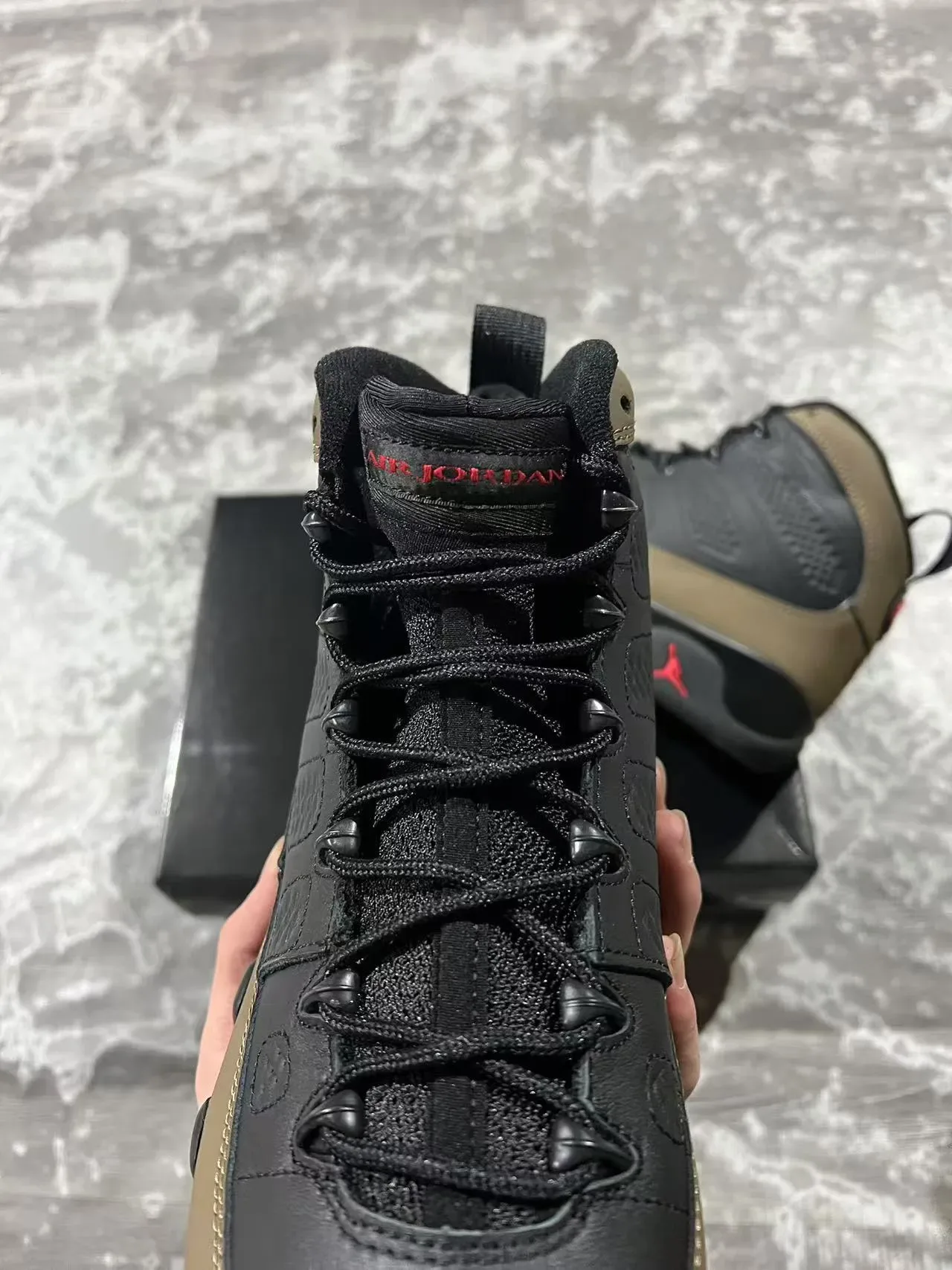 Air Jordan 9 Noir Vert Militaire Chaussures de Basketball 4